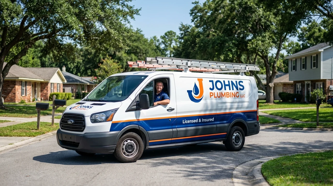 Johns Plumbing LLC service van in Huntington Beach, CA
