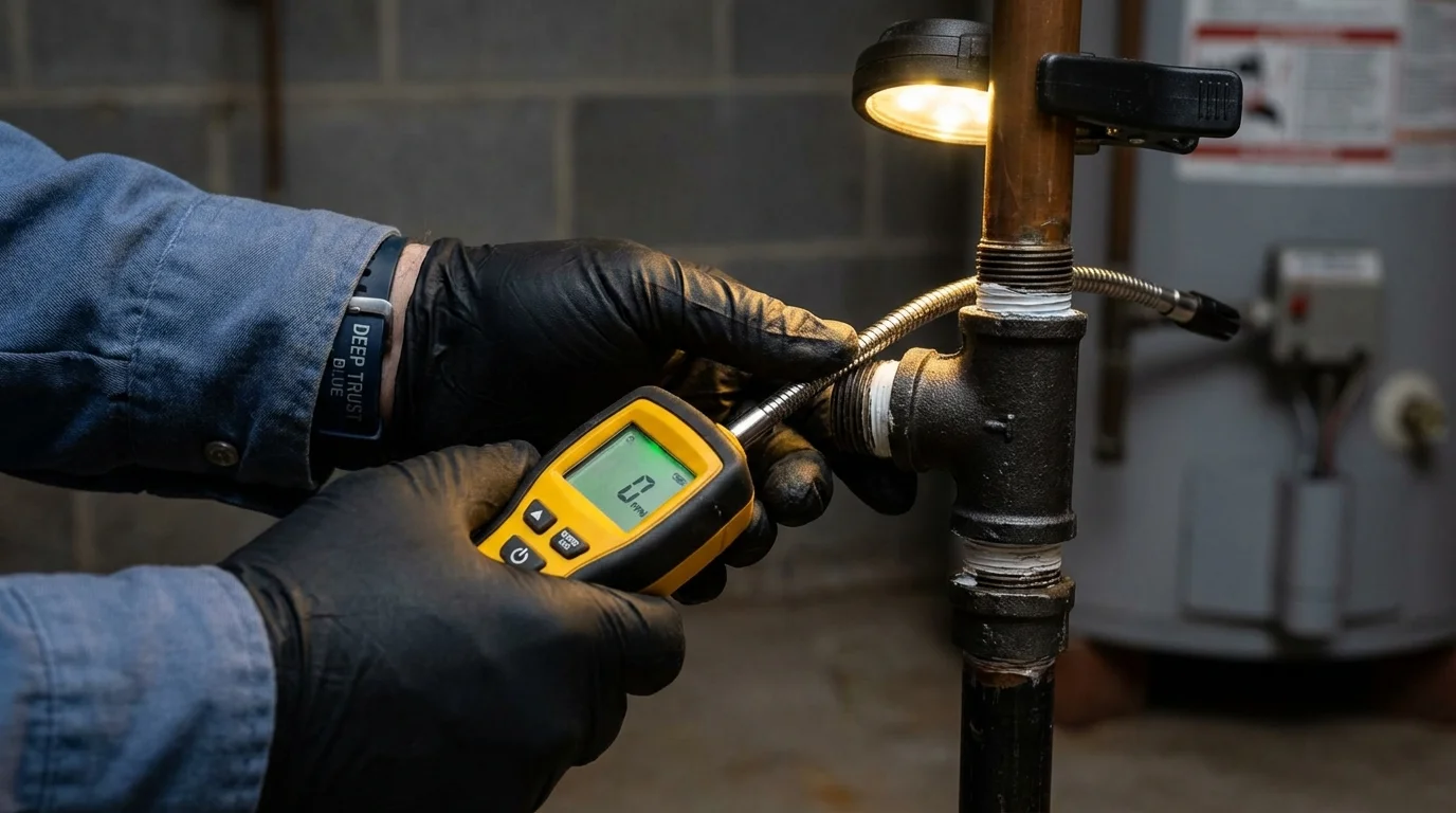 Gas leak detection with electronic sniffer by Johns Plumbing LLC in Huntington Beach
