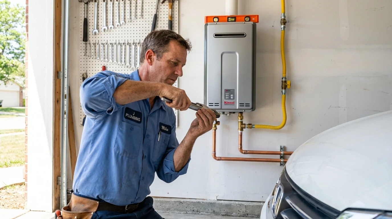 Tankless water heater installation by a Johns Plumbing LLC plumber in Huntington Beach